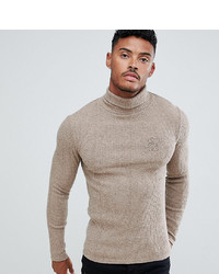 Siksilk Knitted Roll Neck Jumper In Camel To Asos