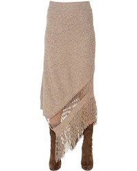 Tan Knit Wool Skirt