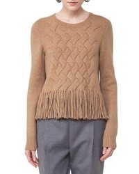 Akris Punto Fringe Cable Knit Wool Blend Pullover