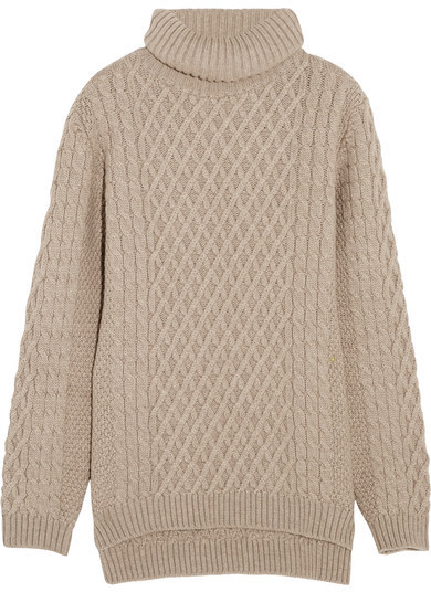 Chinti and Parker Aran Cable Knit Merino Wool Turtleneck Sweater ...