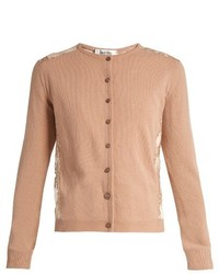 Valentino Lace Panel Wool And Cashmere Blend Cardigan
