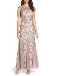 Adrianna Papell Beaded Lace Gown