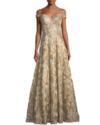 Jovani Off The Shoulder Sweetheart Lace Brocade Evening Gown