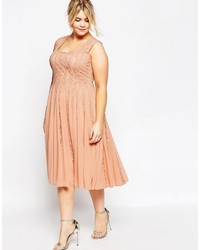 Asos Curve Fit Flare Dress With Lace