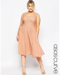 Asos Curve Fit Flare Dress With Lace