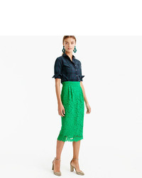 J.Crew Petite Pintucked Pencil Skirt In Lace