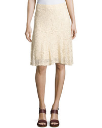 Neiman Marcus Lace Pull On Skirt Natural