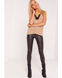 Missguided Insert Lace Strap Detail Cami Top Nude