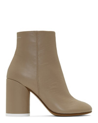 MM6 MAISON MARGIELA Beige Leather Ankle Boots