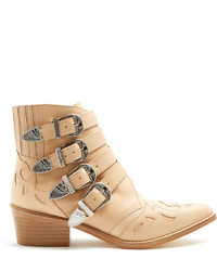 Toga Buckle Leather Ankle Boots