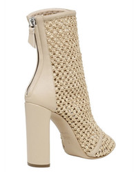 Casadei 100mm Woven Open Toe Ankle Boots