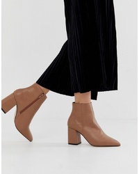 Miss Selfridge Pointed Heeled Boots In Nude