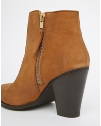 Asos Ramsden Western Leather Zip Ankle Boots