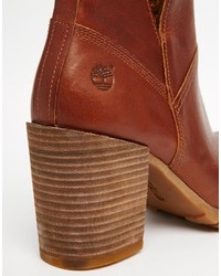 Timberland Swazey Beige Heeled Ankle Boots