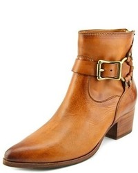 Frye Zoe Ring Short Pointed Toe Leather Tan Ankle Boot