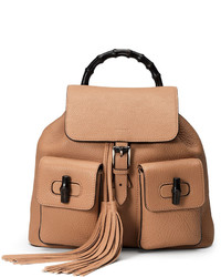 Gucci Bamboo Sac Medium Leather Backpack Beige