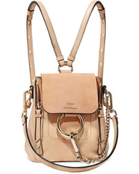 Chloé Faye Mini Textured Leather And Suede Backpack