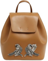 N°21 Leather Backpack W Bird Appliqu