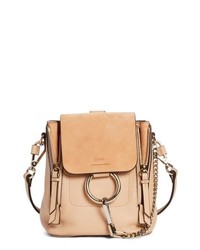 Chloé Mini Faye Leather Suede Backpack Pink