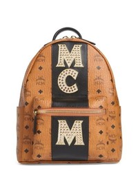 MCM Stripe Studs Canvas Backpack