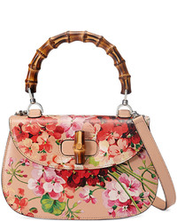 Gucci Bamboo Classic Blooms Small Top Handle Bag Nude