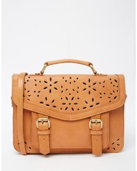 Asos Collection Leather Satchel Bag With Cut Out Detail