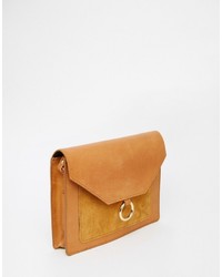 Asos Collection Vintage Leather Cross Body Bag With Metal Ring Detail