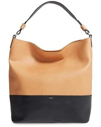 Shinola Colorblock Relaxed Leather Hobo Bag Brown
