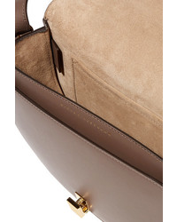 Victoria Beckham Half Moon Box Leather Shoulder Bag Mushroom