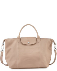 Longchamp Le Pliage Cuir Handbag With Strap Sandy