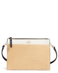 Kate Spade New York Cameron Street Clarise Raffia Leather Shoulder Bag Beige