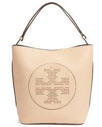 Tory Burch Perforated Logo Leather Hobo Brown