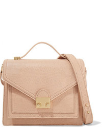 Loeffler Randall Rider Medium Lizard Effect Leather Shoulder Bag Blush