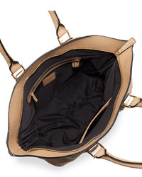 Neiman Marcus Sophia Faux Leather Satchel Bag Tan