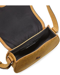 Neiman Marcus Trapunto Faux Leather Saddle Bag Camel
