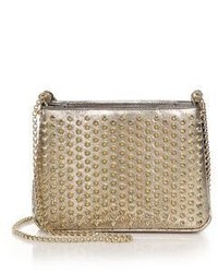 Christian Louboutin Triloubi Small Embossed Metallic Leather Spiked Shoulder Bag