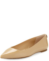 MICHAEL Michael Kors Michl Michl Kors Arianna Patent Pointed Toe Flat Nude,  $99 | Neiman Marcus | Lookastic