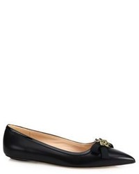 Gucci Moody Bee Leather Skimmer Bow Flats