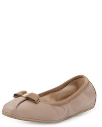 Salvatore Ferragamo My Joy Matte Leather Ballerina Flat Nutmeg