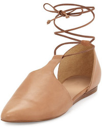 Vince Noella Leather Lace Up Flat Sand
