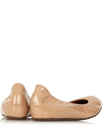 Lanvin Patent Leather Ballet Flats Beige