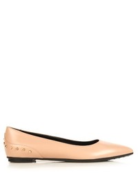 Tod's Studded Leather Point Toe Flats