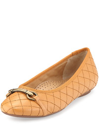 Neiman Marcus Suzy Quilted Nappa Ballet Flat Camel