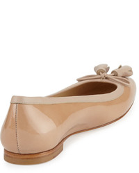 Stuart Weitzman Tulipbow Patent Ballerina Flat Adobe