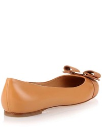 Salvatore Ferragamo Varina Tan Leather Ballerina