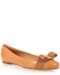 Salvatore Ferragamo Varina Tan Leather Ballerina