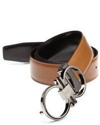 Salvatore Ferragamo Adjustable Reversible Double Gancini Leather Belt