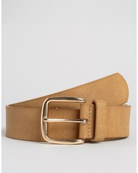 Asos Belt In Faux Leather With Rose Gold Buckle
