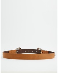 Asos Collection Leather Double Buckle Western Tip Waist And Hip Belt