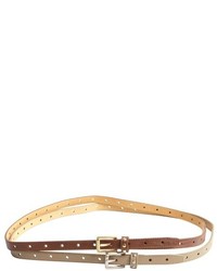 Fashion Focus Set Of Two Taupe And Tan Faux Leather Belt Set